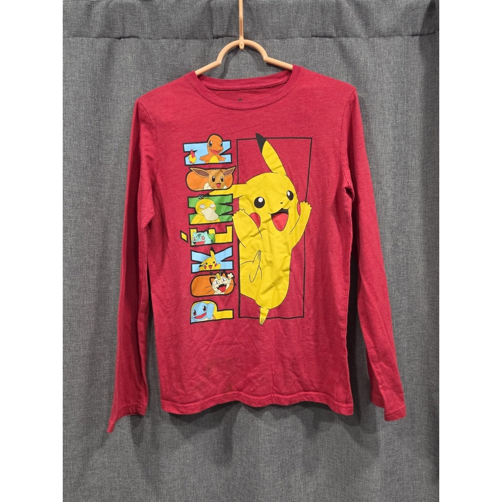 Pokemon Boys XL Red Long Sleeve Shirt Pikachu Eevee Charmander Squirtle 2022